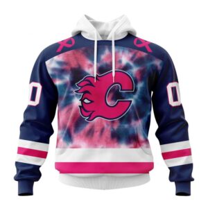 Personalized NHL Calgary Flames Hoodie Special Pink October Fight Breast Cancer Hoodie 1