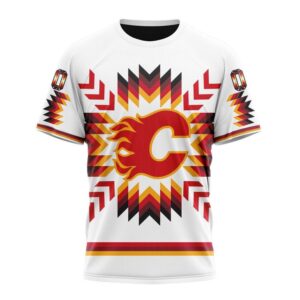 Personalized NHL Calgary Flames Special Design With Native Pattern T Shirt 1