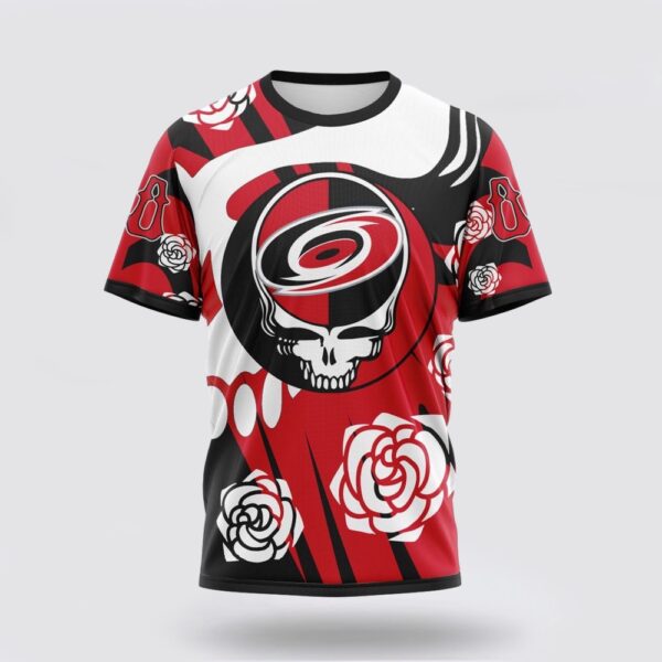 Personalized NHL Carolina Hurricanes 3D T Shirt Special Grateful Dead Gathering Flowers Design T Shirt