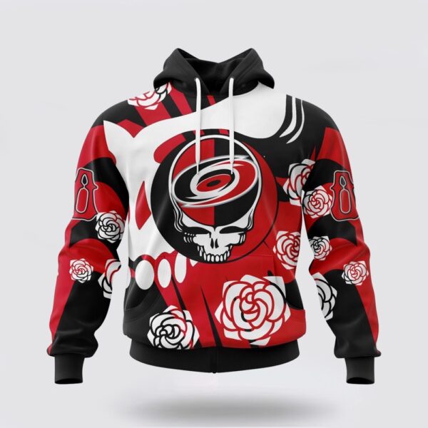 Personalized NHL Carolina Hurricanes All Over Print Hoodie Special Grateful Dead Gathering Flowers Design Hoodie