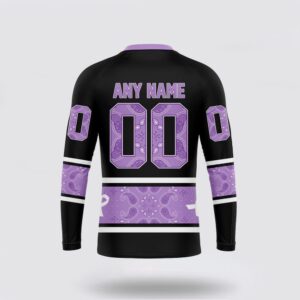 Personalized NHL Carolina Hurricanes Crewneck Sweatshirt Special Black And Lavender Hockey Fight Cancer Design Sweatshirt 2