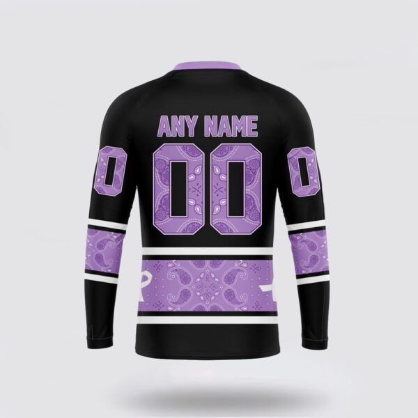 Personalized NHL Carolina Hurricanes Crewneck Sweatshirt Special Black And Lavender Hockey Fight Cancer Design Sweatshirt