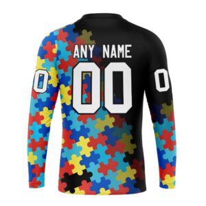 Personalized NHL Carolina Hurricanes Crewneck Sweatshirt Special Black Autism Awareness Design 2