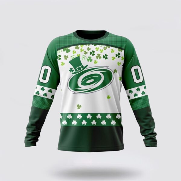 Personalized NHL Carolina Hurricanes Crewneck Sweatshirt Special Design For St Patrick Day Sweatshirt