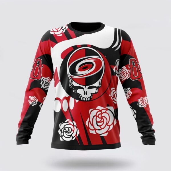 Personalized NHL Carolina Hurricanes Crewneck Sweatshirt Special Grateful Dead Gathering Flowers Design Sweatshirt