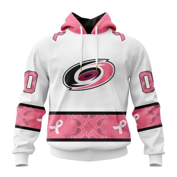 Personalized NHL Carolina Hurricanes Hoodie In Classic Style With Paisley In October We Wear Pink Breast Cancer Hoodie