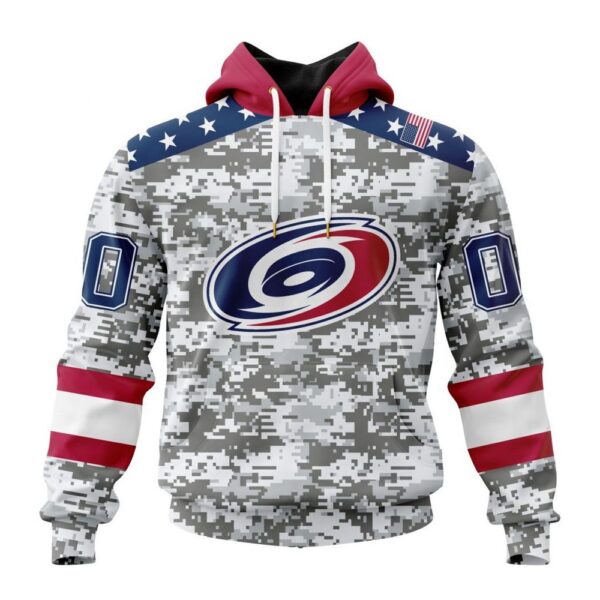 Personalized NHL Carolina Hurricanes Hoodie Special Camo Design For Veterans Day Hoodie