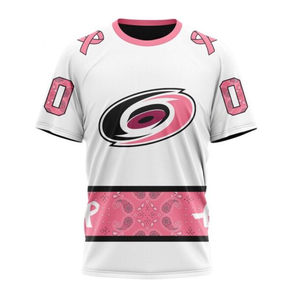 Personalized NHL Carolina Hurricanes T-Shirt In Classic Style With Paisley In October We Wear Pink Breast Cancer T-Shirt