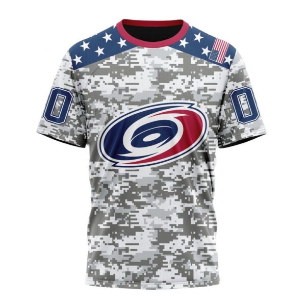 Personalized NHL Carolina Hurricanes T-Shirt Special Camo Design For Veterans Day T-Shirt