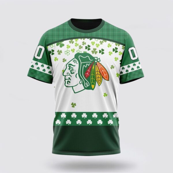 Personalized NHL Chicago Blackhawks 3D T Shirt Special Design For St Patrick Day T Shirt