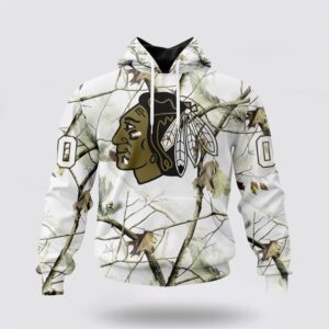 Personalized NHL Chicago Blackhawks All Over Print Hoodie Special White Winter Hunting Camo Design Hoodie 1