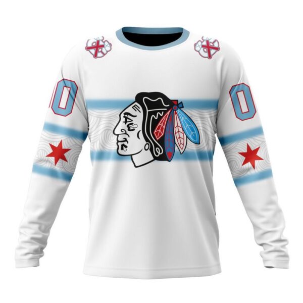 Personalized NHL Chicago Blackhawks Crewneck Sweatshirt New Gradient Series Concept