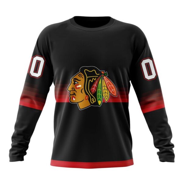 Personalized NHL Chicago Blackhawks Crewneck Sweatshirt Special Black And Gradient Design