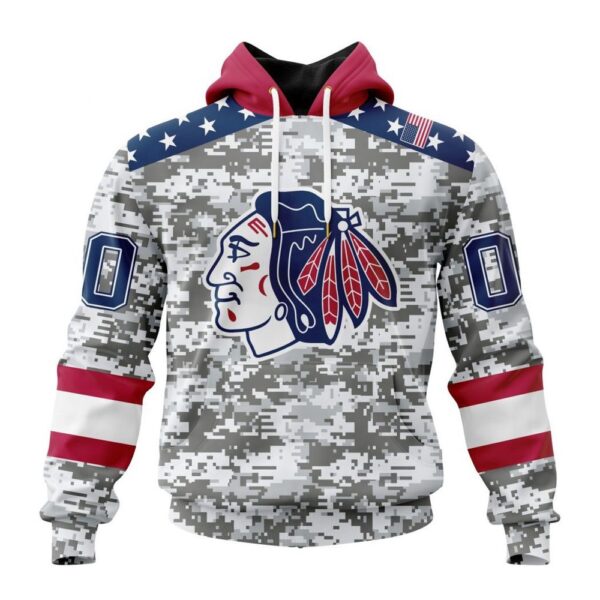 Personalized NHL Chicago Blackhawks Hoodie Special Camo Design For Veterans Day Hoodie