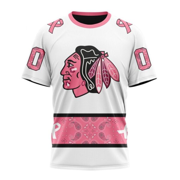 Personalized NHL Chicago Blackhawks T-Shirt In Classic Style With Paisley In October We Wear Pink Breast Cancer T-Shirt