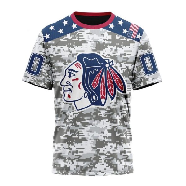 Personalized NHL Chicago Blackhawks T-Shirt Special Camo Design For Veterans Day T-Shirt