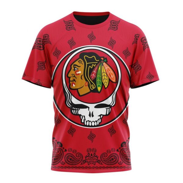 Personalized NHL Chicago Blackhawks T-Shirt Special Grateful Dead Design T-Shirt