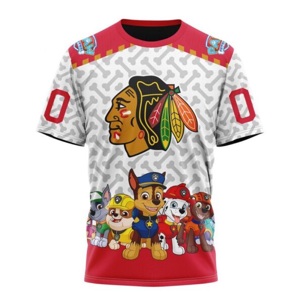 Personalized NHL Chicago Blackhawks T-Shirt Special PawPatrol Design T-Shirt