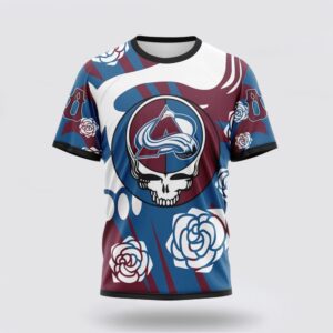 Personalized NHL Colorado Avalanche 3D T Shirt Special Grateful Dead Gathering Flowers Design T Shirt 1