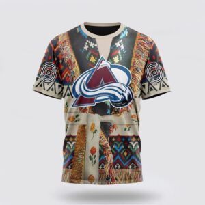 Personalized NHL Colorado Avalanche 3D T Shirt Special Native Costume Design T Shirt 1