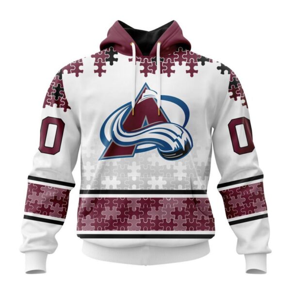 Personalized NHL Colorado Avalanche All Over Print Hoodie Special Autism Awareness Design With Home Jersey Style Hoodie