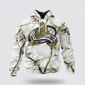 Personalized NHL Colorado Avalanche All Over Print Hoodie Special White Winter Hunting Camo Design Hoodie 1