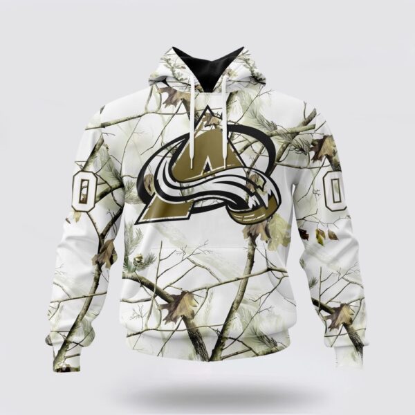 Personalized NHL Colorado Avalanche All Over Print Hoodie Special White Winter Hunting Camo Design Hoodie