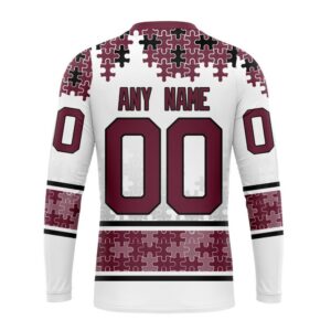 Personalized NHL Colorado Avalanche Crewneck Sweatshirt Special Autism Awareness Design With Home Jersey Style 2