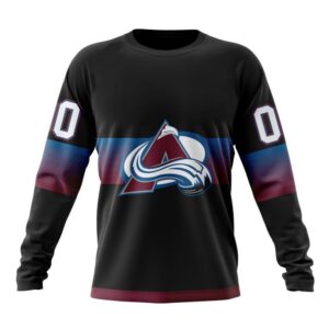 Personalized NHL Colorado Avalanche Crewneck Sweatshirt Special Black And Gradient Design 1