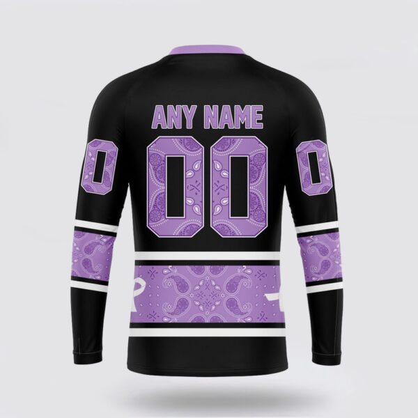 Personalized NHL Colorado Avalanche Crewneck Sweatshirt Special Black And Lavender Hockey Fight Cancer Design Sweatshirt