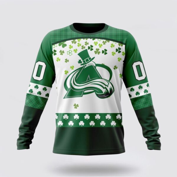 Personalized NHL Colorado Avalanche Crewneck Sweatshirt Special Design For St Patrick Day Sweatshirt