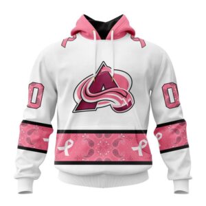 Personalized NHL Colorado Avalanche Hoodie In Classic Style With Paisley In October We Wear Pink Breast Cancer Hoodie 1