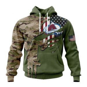 Personalized NHL Colorado Avalanche Hoodie Special Camo Skull Design Hoodie 1