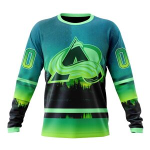 Personalized NHL Colorado Avalanche Special Crewneck Sweatshirt Design With Northern Light Full Printed Sweatshirt 1