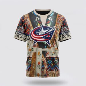 Personalized NHL Columbus Blue Jackets 3D T Shirt Special Native Costume Design T Shirt 1