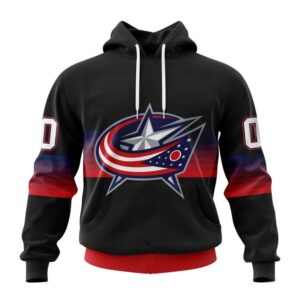 Personalized NHL Columbus Blue Jackets All Over Print Hoodie Special Black And Gradient Design Hoodie 1