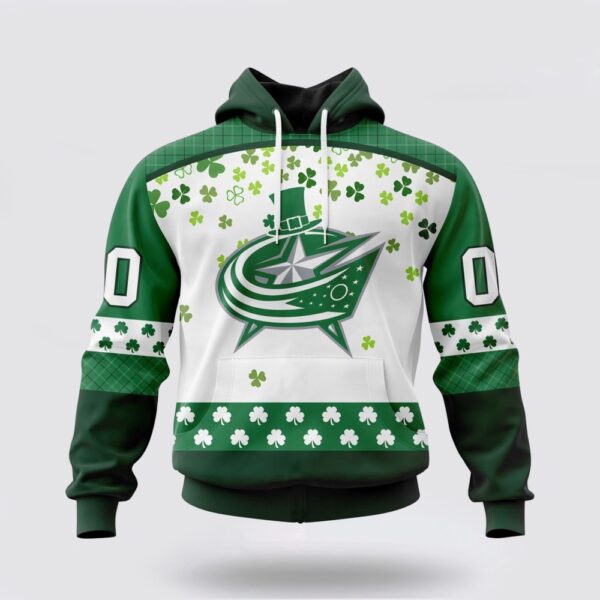 Personalized NHL Columbus Blue Jackets All Over Print Hoodie Special Design For St Patrick Day Hoodie