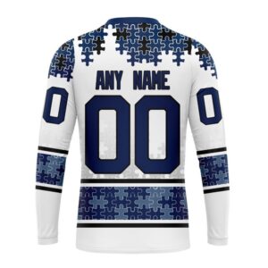 Personalized NHL Columbus Blue Jackets Crewneck Sweatshirt Special Autism Awareness Design With Home Jersey Style 2