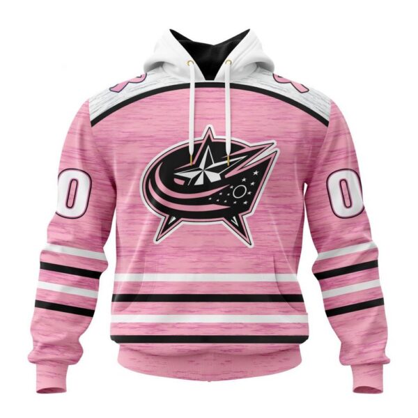 Personalized NHL Columbus Blue Jackets Hoodie Special Pink Fight Breast Cancer Design Hoodie