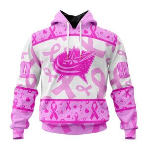 Personalized NHL Columbus Blue Jackets Hoodie Special Pink October Breast Cancer Awareness Month Hoodie 1