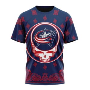 Personalized NHL Columbus Blue Jackets T Shirt Special Grateful Dead Design T Shirt 1