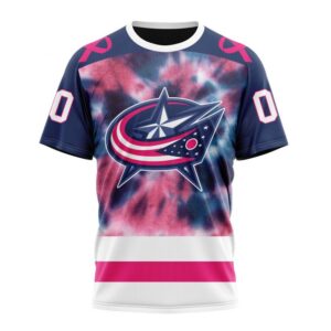 Personalized NHL Columbus Blue Jackets T Shirt Special Pink October Fight Breast Cancer T Shirt 1