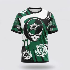 Personalized NHL Dallas Stars 3D T Shirt Special Grateful Dead Gathering Flowers Design T Shirt 1