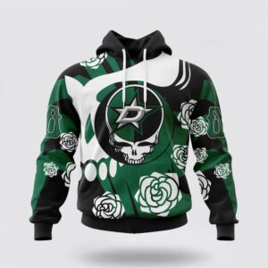 Personalized NHL Dallas Stars All Over Print Hoodie Special Grateful Dead Gathering Flowers Design Hoodie 1