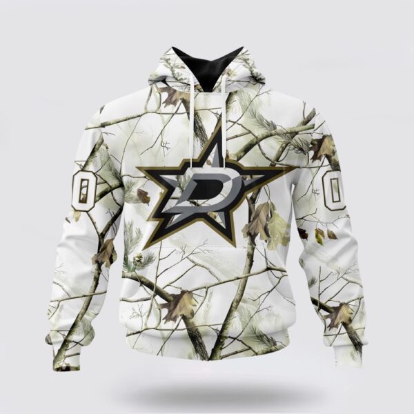 Personalized NHL Dallas Stars All Over Print Hoodie Special White Winter Hunting Camo Design Hoodie