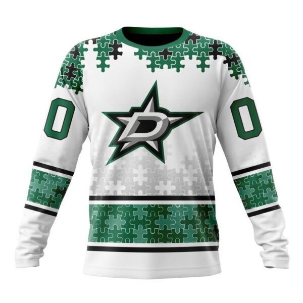 Personalized NHL Dallas Stars Crewneck Sweatshirt Special Autism Awareness Design With Home Jersey Style