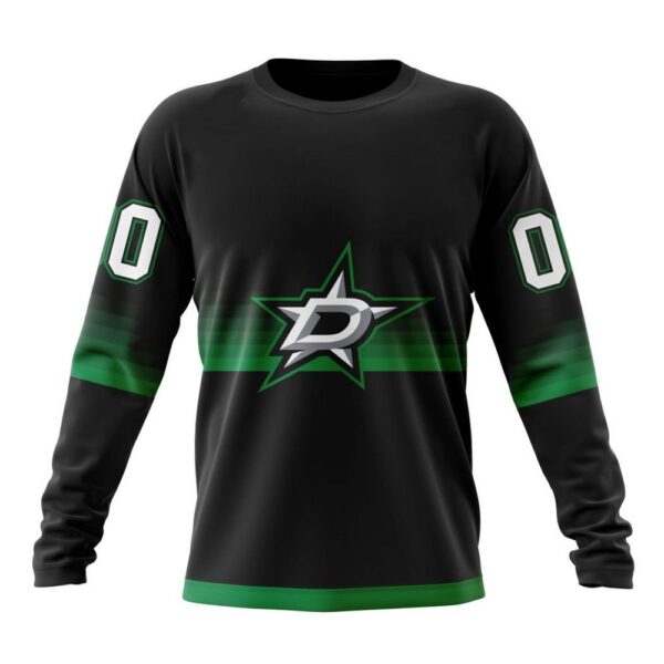 Personalized NHL Dallas Stars Crewneck Sweatshirt Special Black And Gradient Design