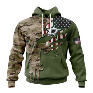 Personalized NHL Dallas Stars Hoodie Special Camo Skull Design Hoodie 1