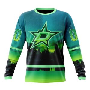 Personalized NHL Dallas Stars Special Crewneck Sweatshirt Design With Northern Light Full Printed Sweatshirt 1