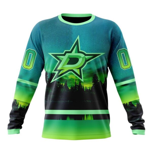 Personalized NHL Dallas Stars Special Crewneck Sweatshirt Design With Northern Light Full Printed Sweatshirt